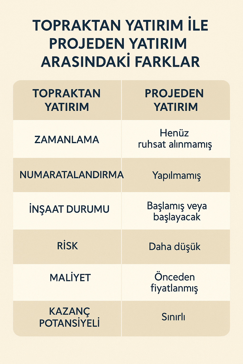 yatirim cesitleri farklari